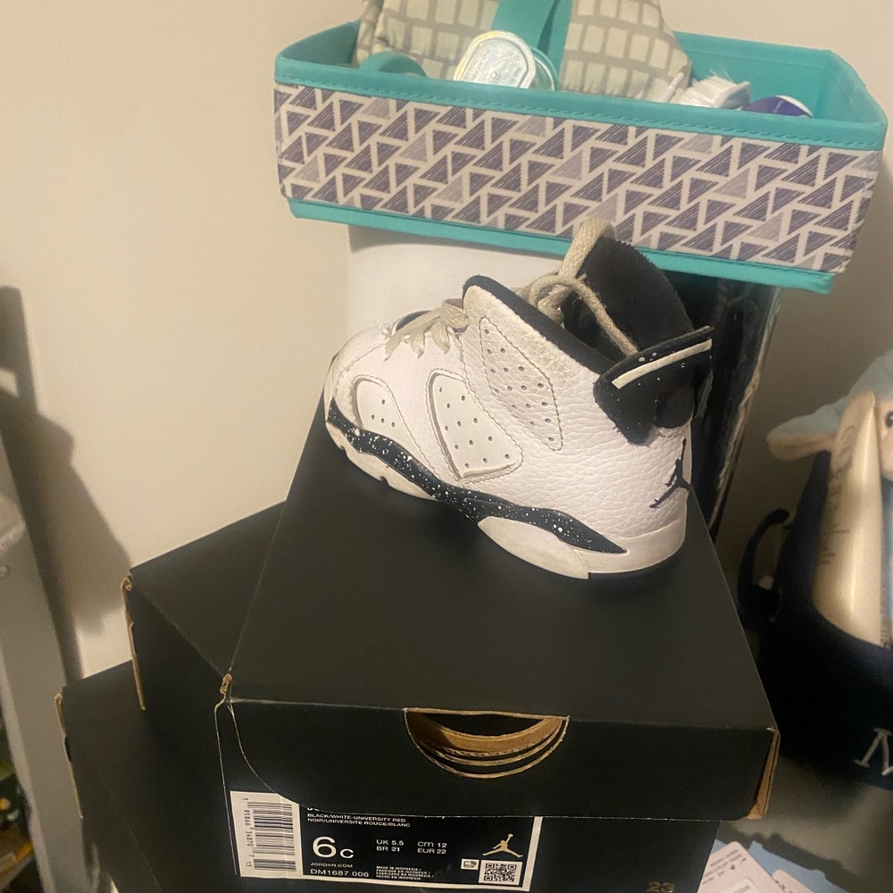 Jordan Kids White and Black Sneakers